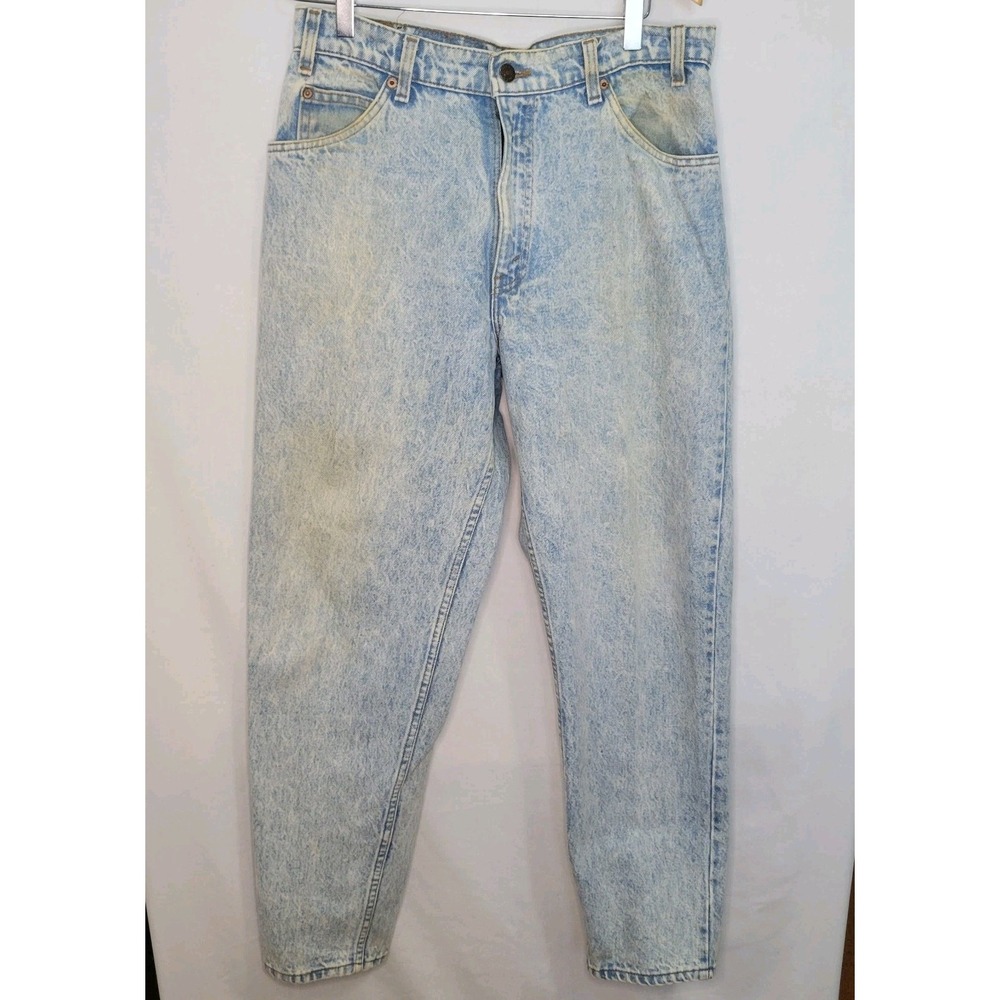 Vintage 80s Levis 550 Acid Wash Orange Tab Paper Tag Tapered Leg Jeans Men 33/30